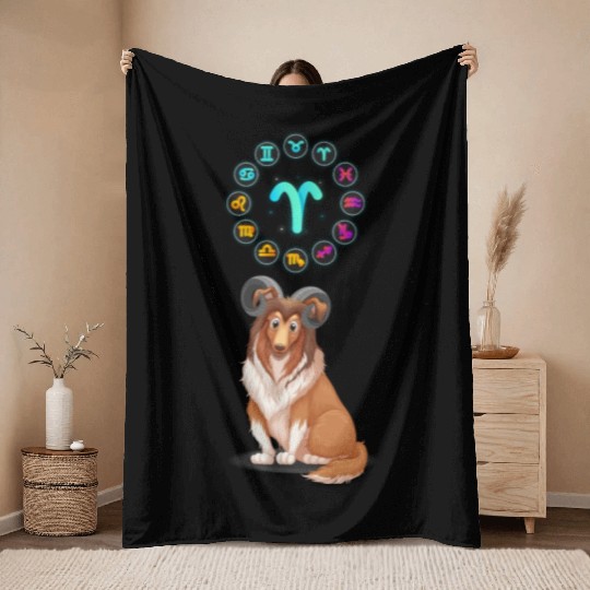 Funny Dog Lover Horoscope Aries Zodiac Sign Cool Throw Blankets