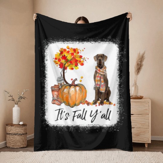 It's Fall Y all Great Dane Dog Lovers Thanksgiving Throw Blankets
