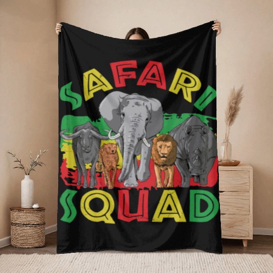 Safari Lifestyle Lion Gang Animal Wild Animal Life Throw Blankets