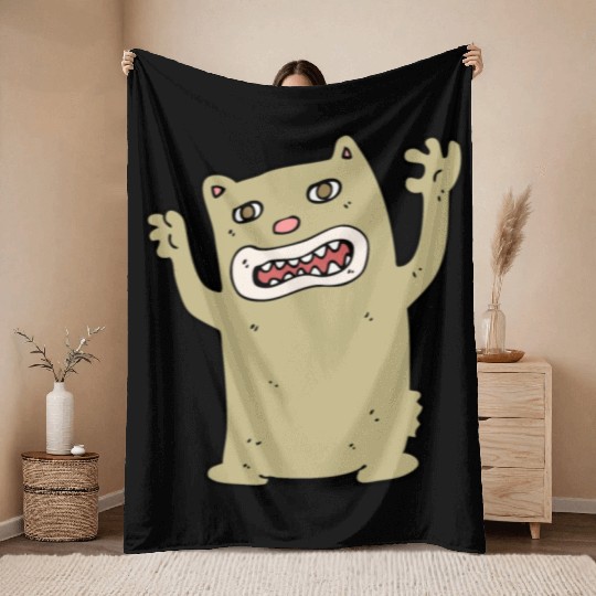 funny catzilla, cat lover Throw Blankets