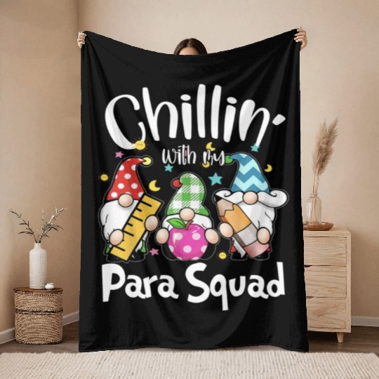 Para Squad Chillin Gnomes Christmas Teacher Throw Blankets