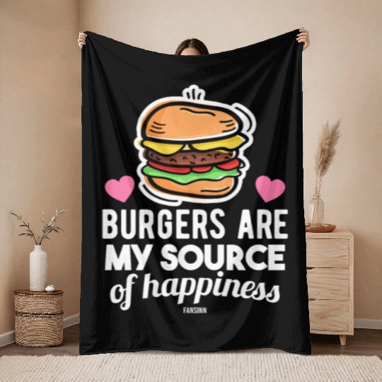 unhealthy delicious fast food burger Throw Blankets