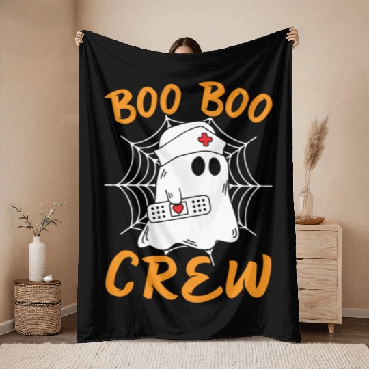 Halloween Costume - Boo Boo Crew Ghost Throw Blankets