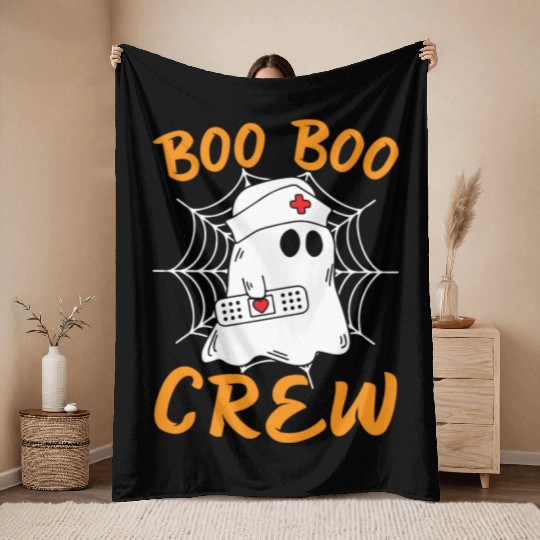Halloween Costume - Boo Boo Crew Ghost Throw Blankets