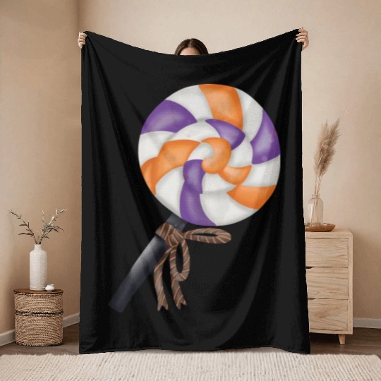 Halloween lollipop candy Throw Blankets