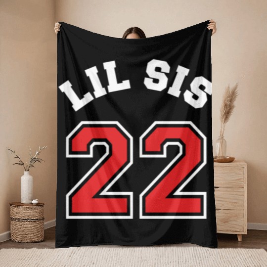 Lil Sis 2022 Little Sister Baby Family Birth Child Throw Blankets