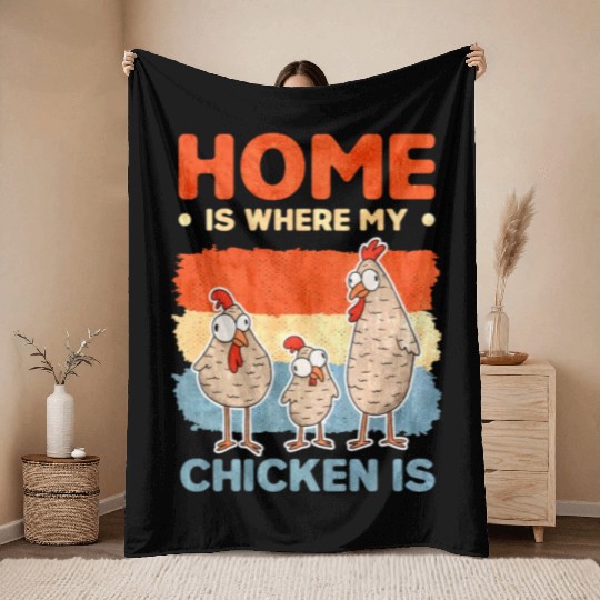 Chickens Home Farmer Chicken Throw Blankets