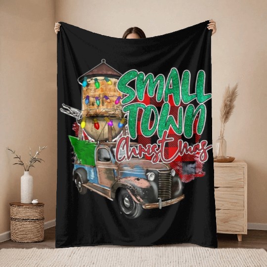 Country Farmer Life Small Town Christmas Red Throw Blankets