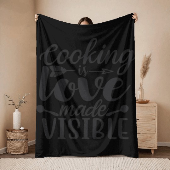 Cooking is love Throw Blankets