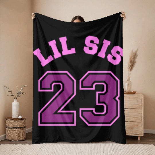Lil Sis 2023 Little Sister Baby Family Birth Child Throw Blankets