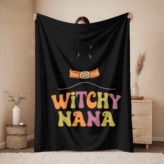 Witchy Mama Halloween Grandma Throw Blankets