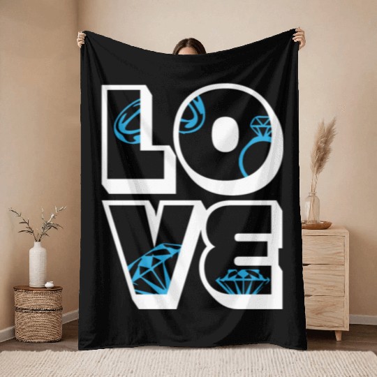 Jewelry Love Diamond Stone Jewellery Gemstone Throw Blankets