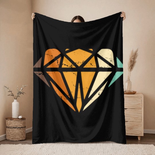 Vintage Diamond Gemstone Jewelry Jeweler Coral Throw Blankets