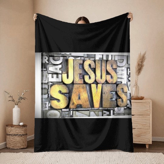 jesus saves Throw Blankets