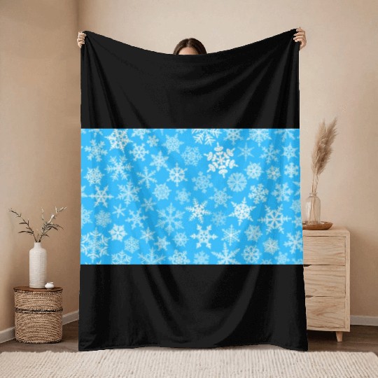 Winter Snowflakes Pattern Blue White Throw Blankets