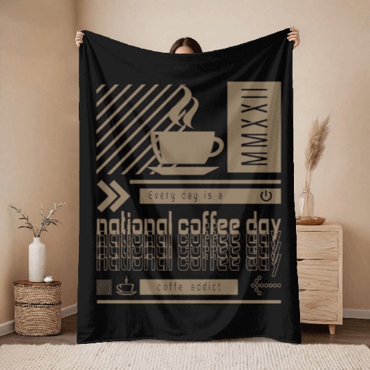 national coffee day 3 Throw Blankets