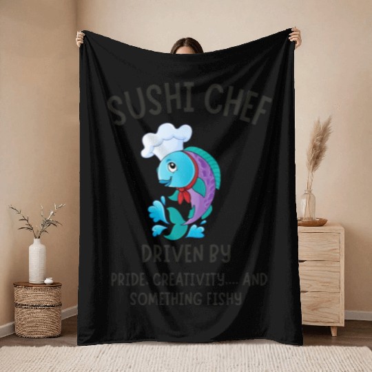 SUSHI CHEF 29 Throw Blankets