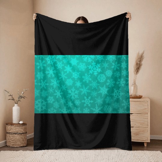 Teal Snowflakes Christmas Pattern Throw Blankets