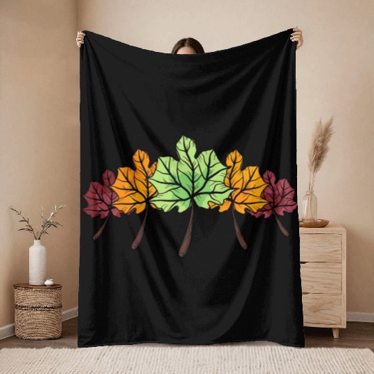 leaves fall autumn Throw Blankets