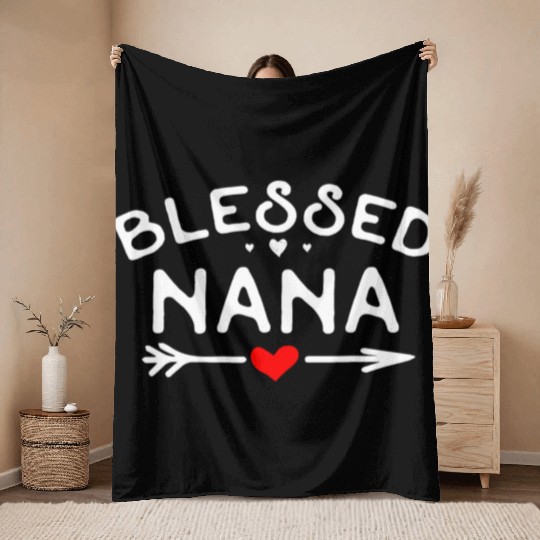Blessed Nana Heart Arrow Sweet Grandmother s Gift Throw Blankets