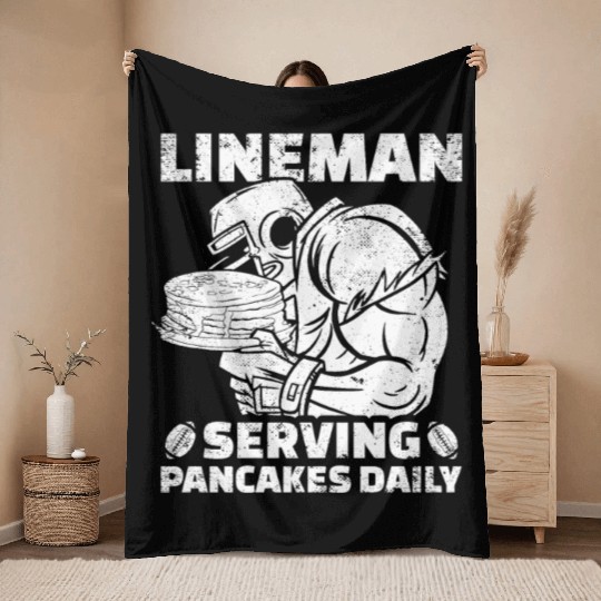 Lineman Serving Pancakes Daily Football Gift Throw Blankets