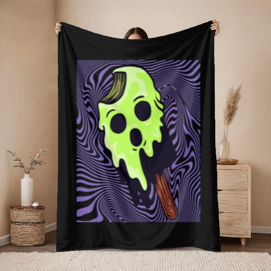 Halloween Gift Witch Ice Cream Killer Horror Throw Blankets
