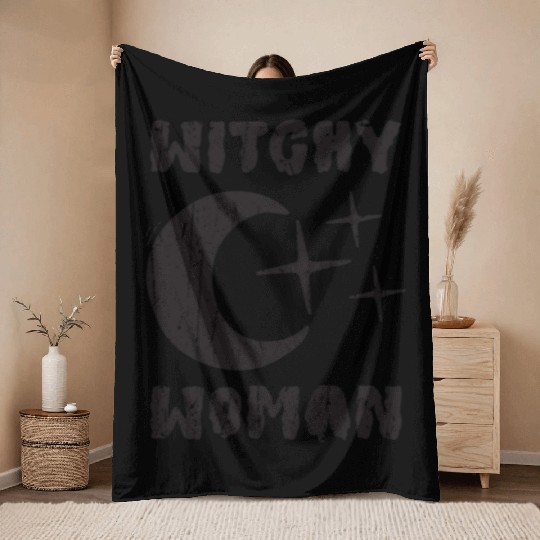 Witchy Woman - magic halloween Throw Blankets