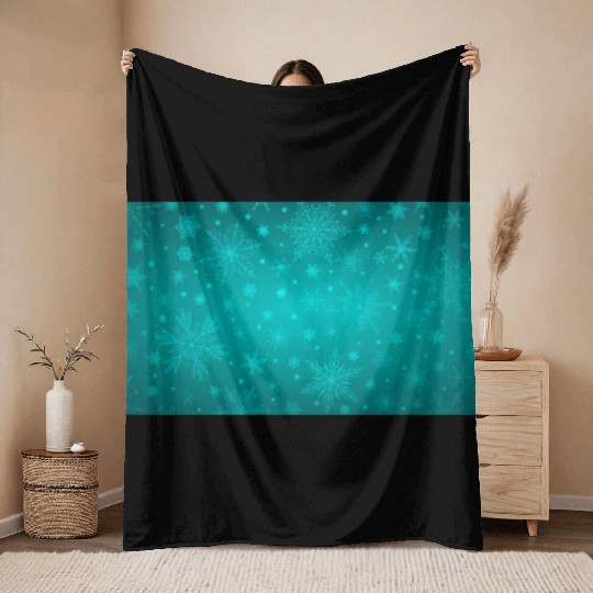 Beautiful Teal Snowflakes Pattern Throw Blankets