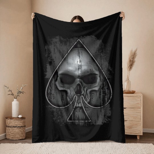Heavy Metal Punk Poker Skull Throw Blankets