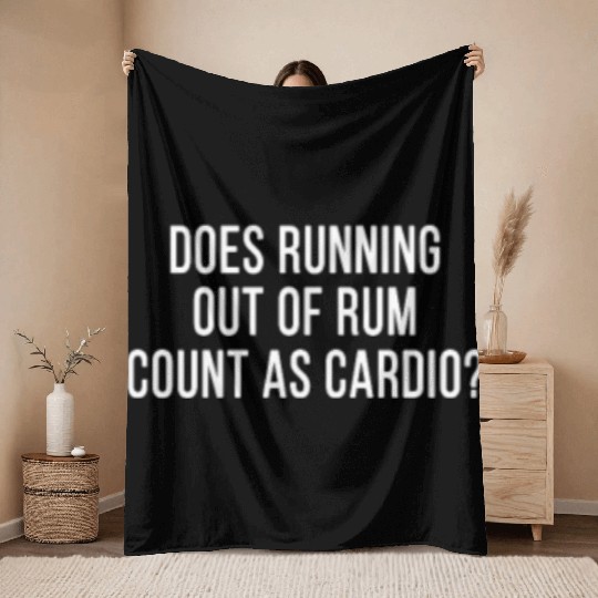 Funny Rum Fan Cocktails Anti Workout Exercise Gym Throw Blankets