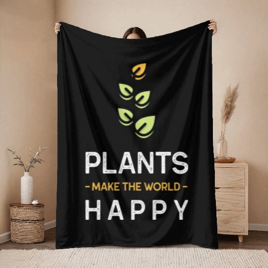 Plants make us happy Throw Blankets