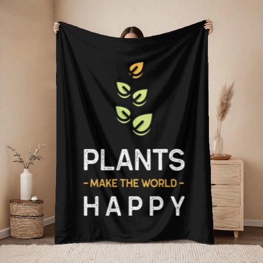 Plants make us happy Throw Blankets