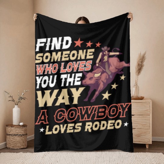 Rodeo Bull Riding Livestock Show Farmer Cattle Throw Blankets