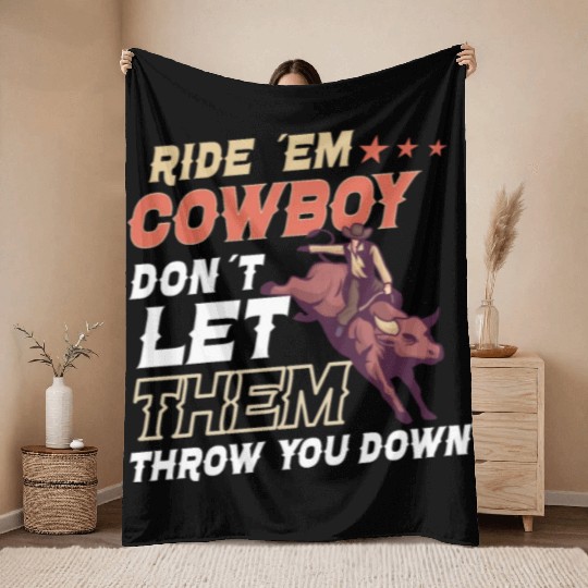 Rodeo Bull Riding Livestock Show Farmer Cattle Throw Blankets