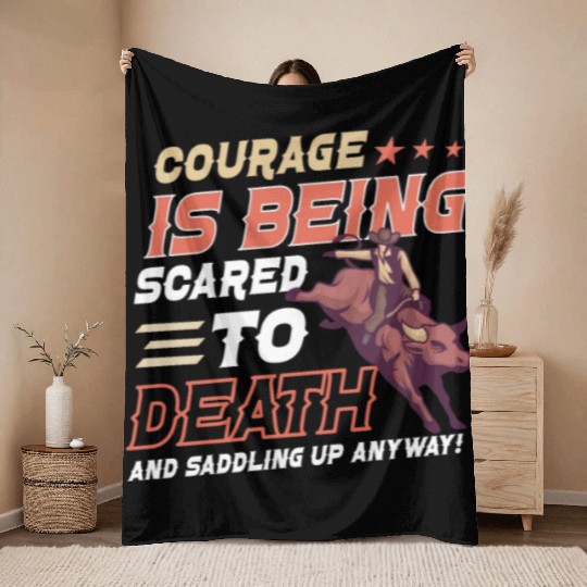 Rodeo Bull Riding Livestock Show Farmer Cattle Throw Blankets