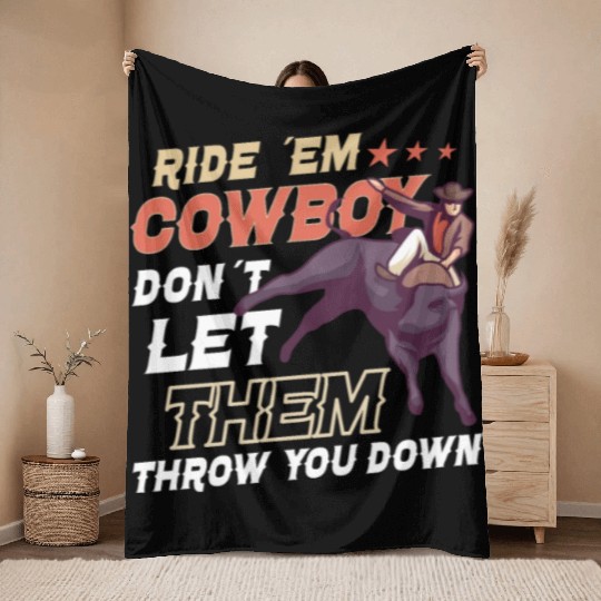 Rodeo Bull Riding Livestock Show Farmer Cattle Throw Blankets