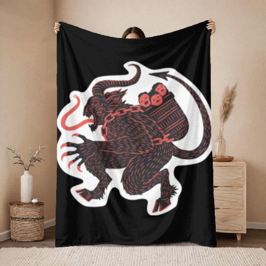 krampus Throw Blankets