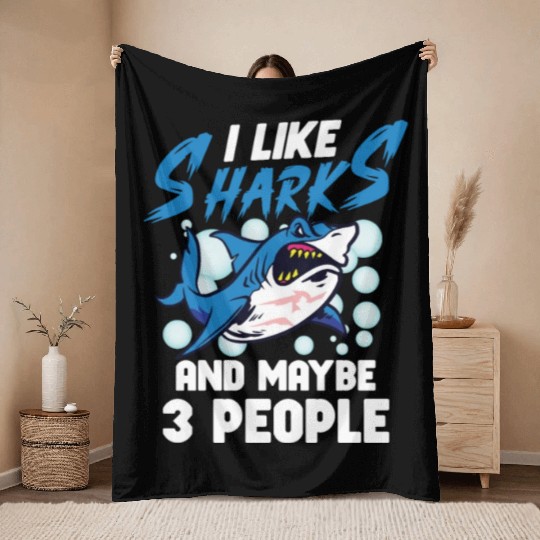 Shark Ocean Predator Sea Creature Throw Blankets