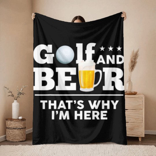 Golf and Beer Joke Dad Funny Fathers Day Drinking Throw Blankets