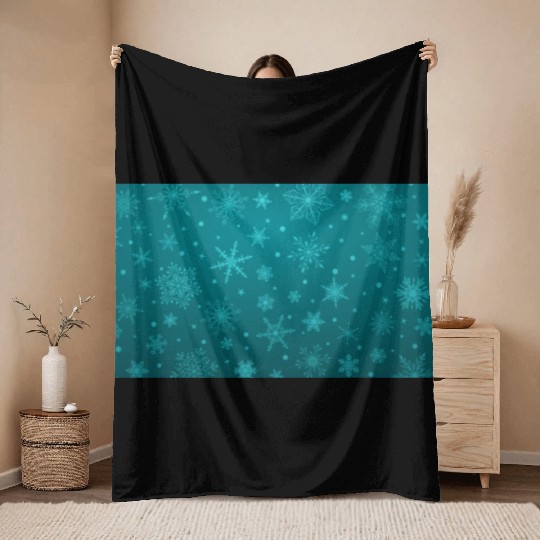 Teal Snowflakes Christmas Pattern Throw Blankets