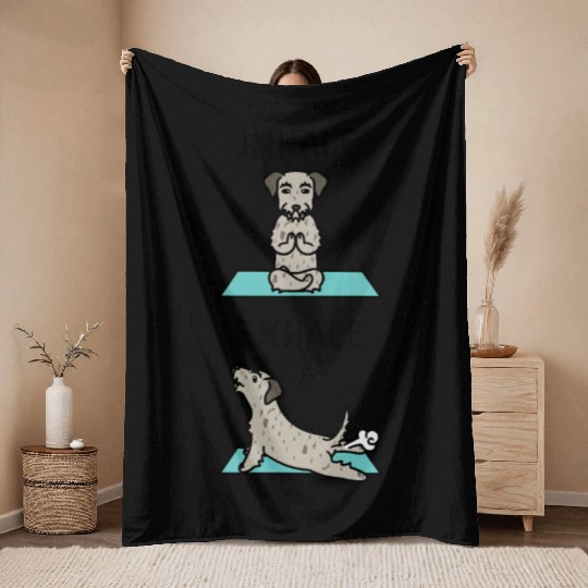 Yoga Inhale Exhale Irish Wolfhound Throw Blankets