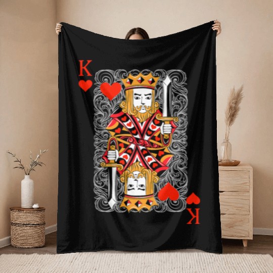 King of Hearts Blackjack Cards Poker 21 K Couple M Throw Blankets