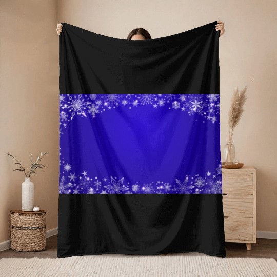 Modern Navy Blue Snowflakes Pattern Throw Blankets