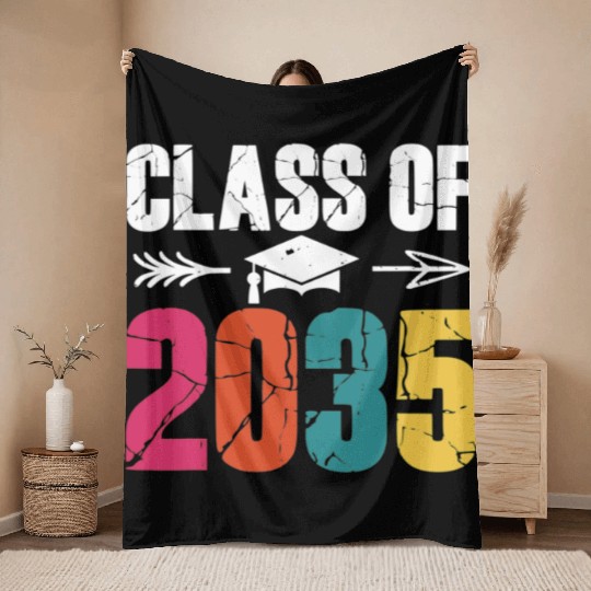 Class of 2035 First Day of School Graduation Throw Blankets