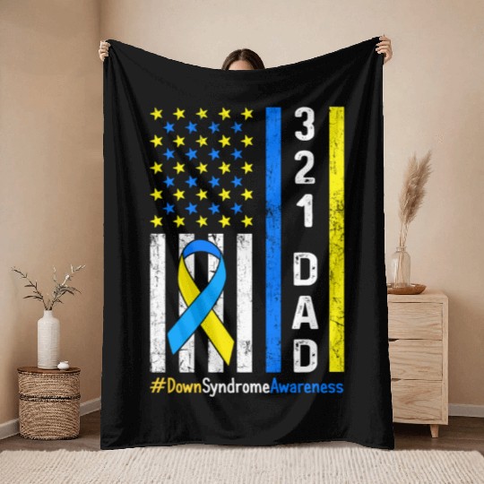 321 Dad Down Syndrome Awareness Throw Blankets