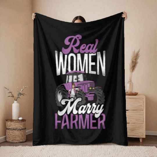 Farming Farmer Husband Wife Throw Blankets