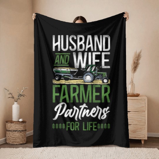 Farming Farmer Husband Wife Throw Blankets