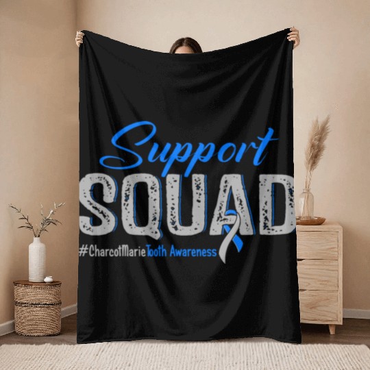 Support Squad Charcot Marie Tooth Awareness Throw Blankets