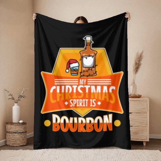 My christmas spirit is bourbon Throw Blankets