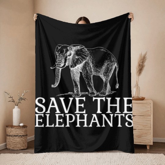 Save The Elephants Unique say no to Ivory Throw Blankets